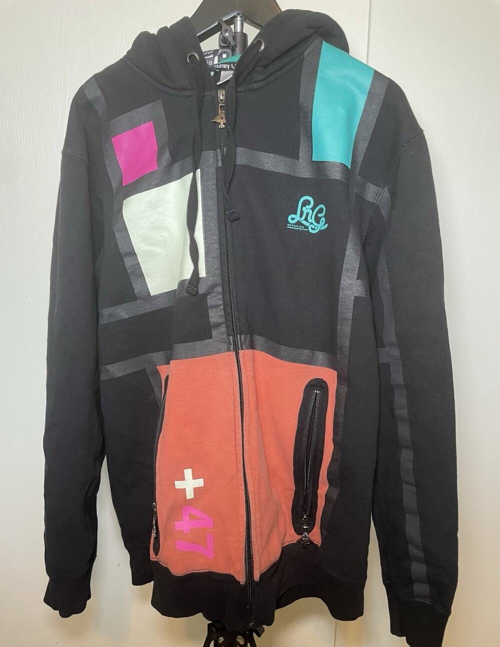 Lifted Research Group LRG Colorblock Full Zip Hoodie Sweatshirt Mens Large